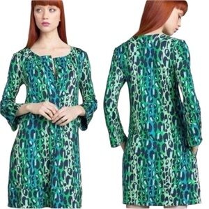 Diane Von Furstenberg size 2/XS GABY silk jersey Leopard Blue Green Dress $398